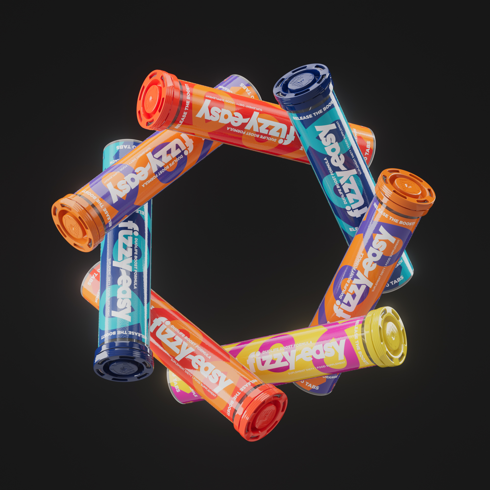 DuoLife packaging arranged in a colourful circular composition