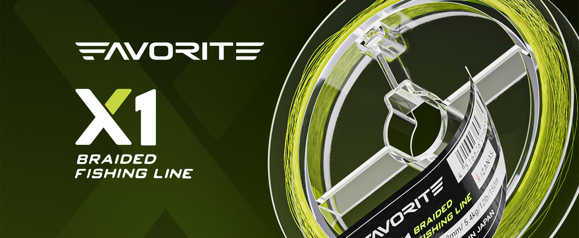 Favorite X1 fishing braid and transparent product spool