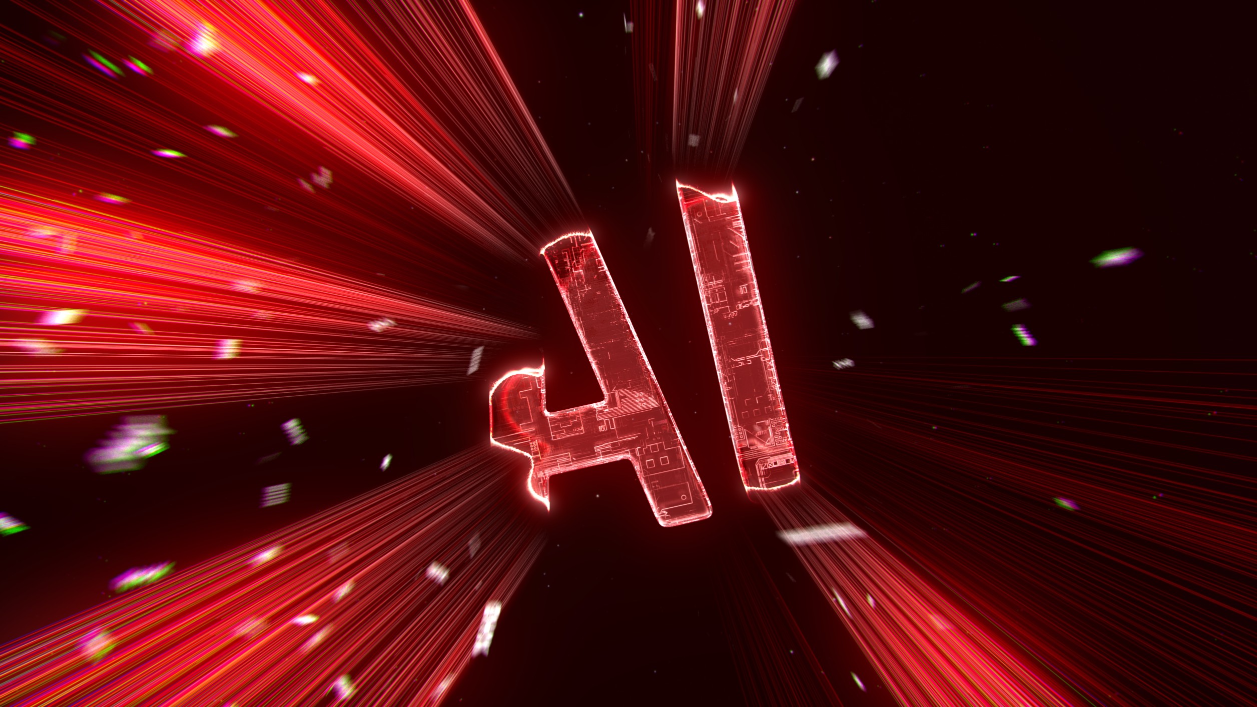 GHX symbol in a red illuminated environment with glowing motion trails